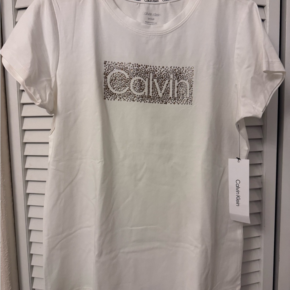 Calvin Klein Cream Logo Short Sleeve Tee
